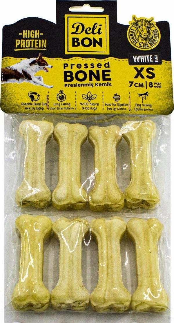 Delibon Deri Köpek Çiğneti Pres Kemik 8x7cm Beyaz - Image 1