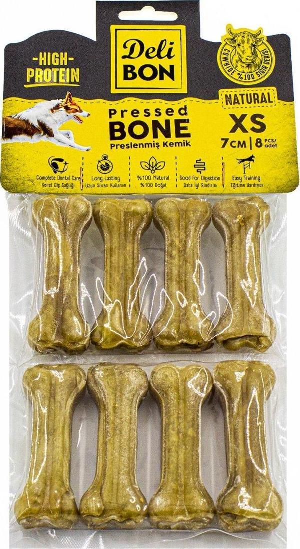 Delibon Deri Köpek Çiğneti Pres Kemik 8x7cm Natural - Image 1