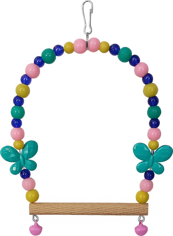 Kelebekli Ve Zilli Boncuklu Muhabbet Kuşu Salıncağı 9-12.5 cm - Image 1