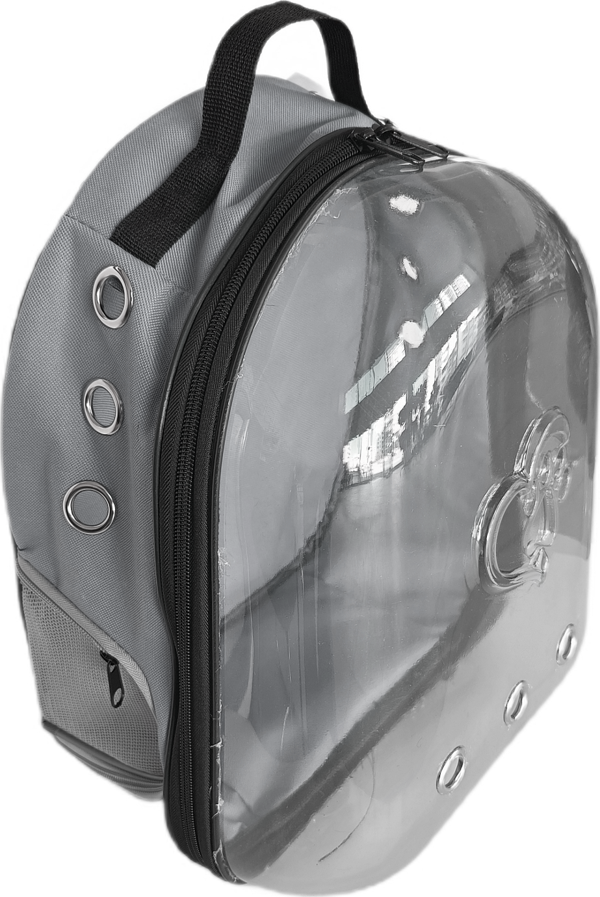 Kalpli Patili Astronot Şeffaf Taşıma Sırt Çantası Gri 24x32x42 cm - Image 1
