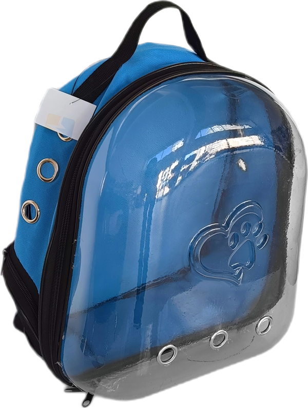 Kalpli Patili Astronot Şeffaf Taşıma Sırt Çantası Mavi 24x32x42 cm - Image 1