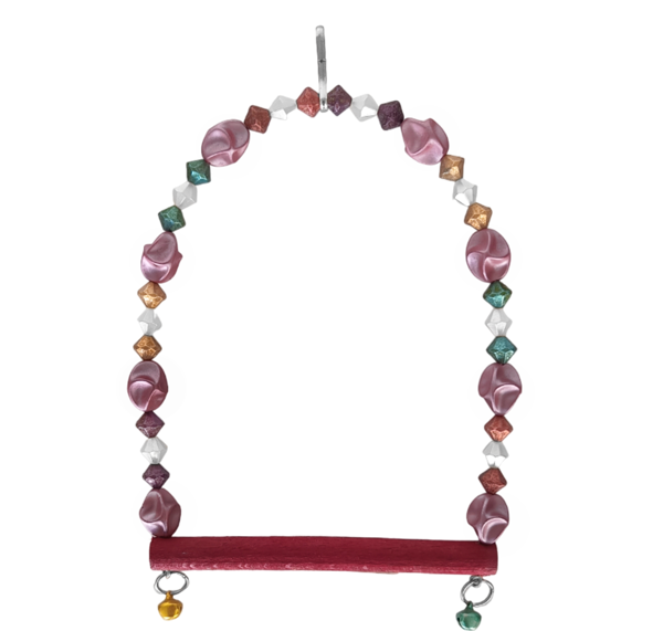 Markapet Boncuklu Ve Tünekli Kuş Salıncağı 10 cm-14 cm Bordo - Image 1