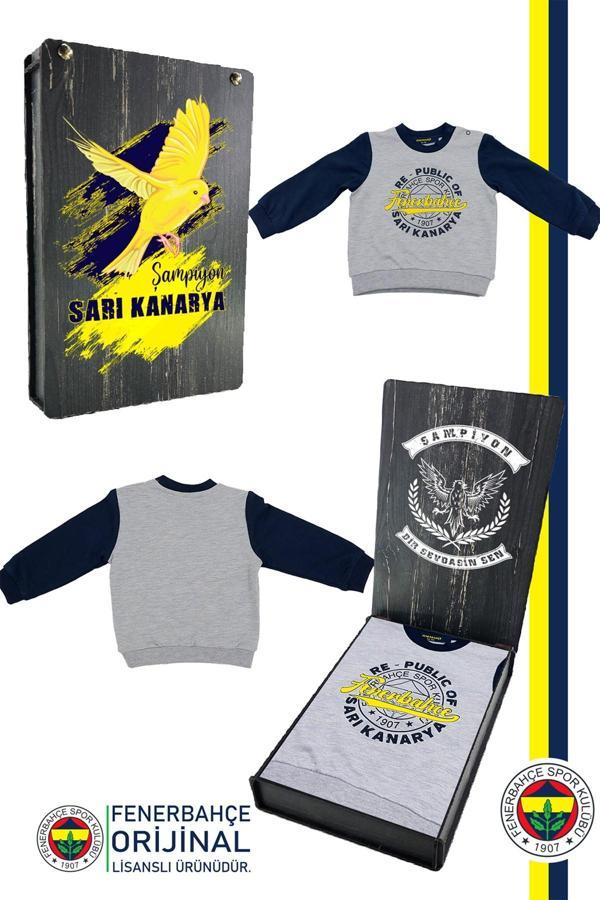 Fenerbahçe Orijinal Lisanslı Lacivert Bebek Sweat Hediyelik Ahşap Kutulu - Image 1