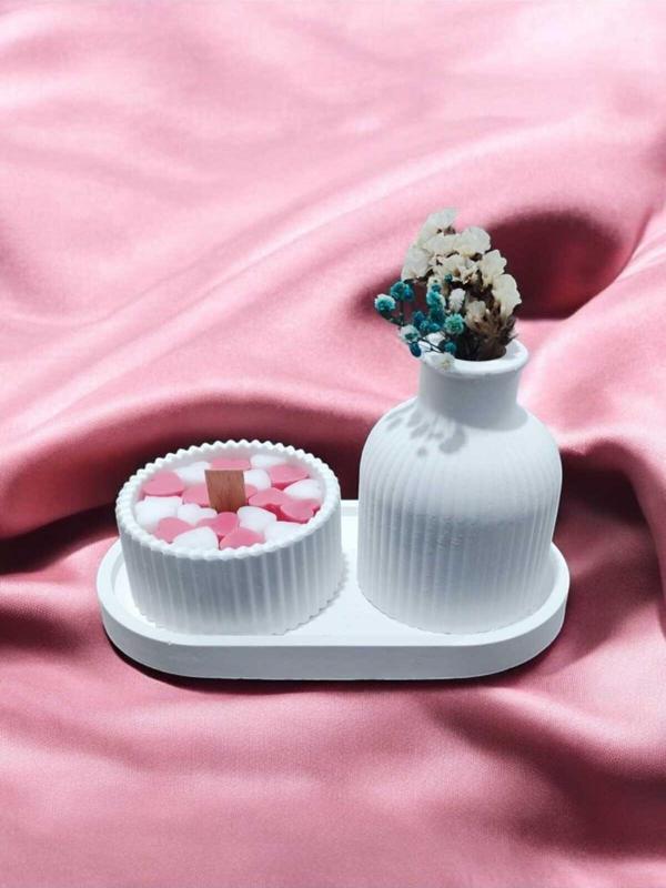 AYD Sunum Tabağı  Süslük Dekoratif  Vazo & Biblo Kokulu Mum&Şamdan  %100 Soya Wax & Taş Tozu - Image 1