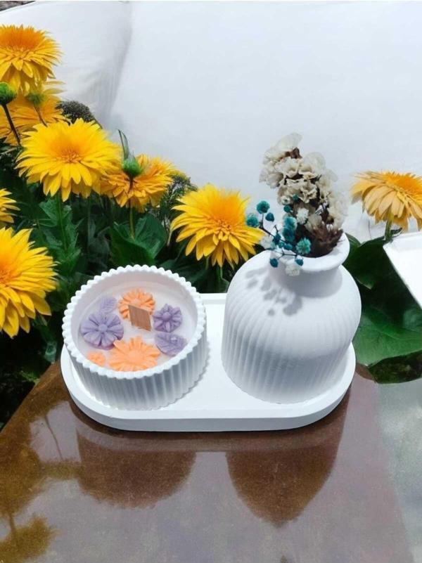 AYD Sunum Tabağı  Süslük Dekoratif  Vazo & Biblo Kokulu Mum&Şamdan  %100 Soya Wax & Taş Tozu - Image 1