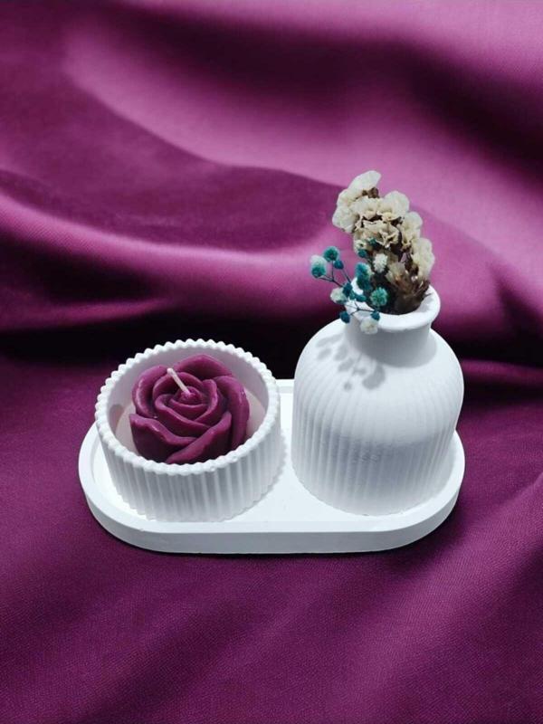 AYD Sunum Tabağı  Süslük Dekoratif  Vazo & Biblo Kokulu Mum&Şamdan  %100 Soya Wax & Taş Tozu - Image 1
