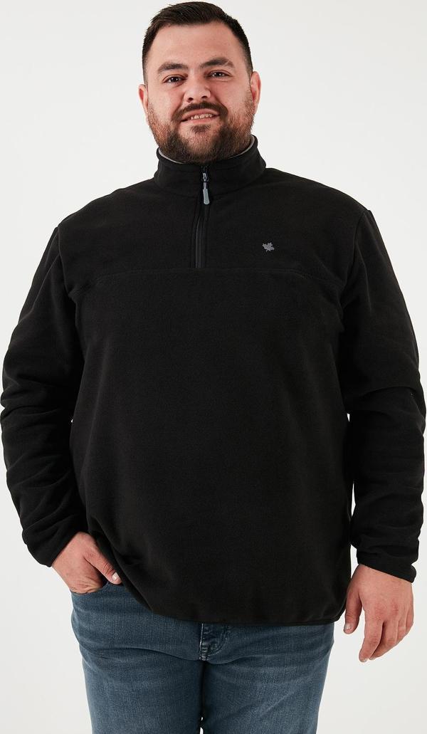 Buratti Regular Fit Anti-Pilling Büyük Beden Dik Yaka Kışlık Şardonlu Erkek Polar 5906001B SİYAH - Image 1