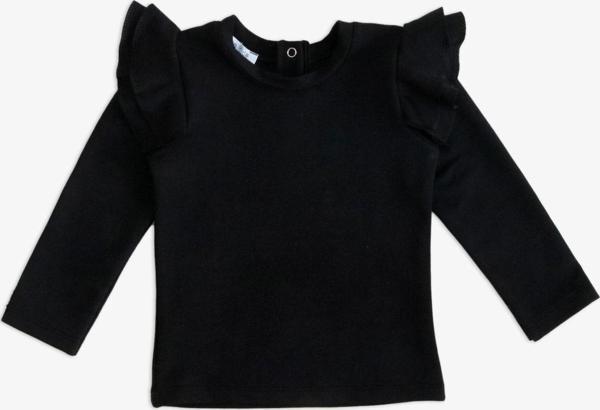 Parla Kids Kız Çocuk Siyah Omuz Fırfırlı Bisiklet Yaka Body Sweatshirt - Image 1