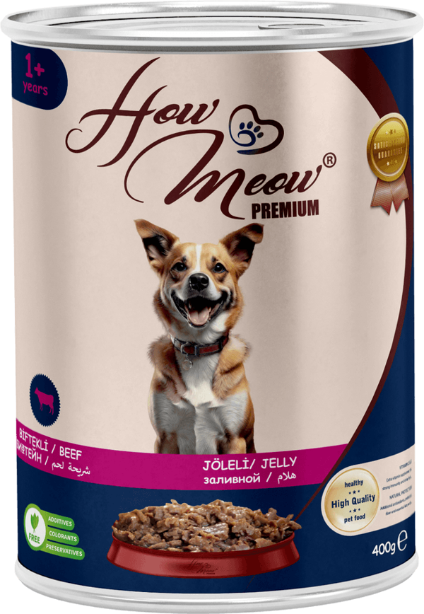 HOW MEOW 12 ADET PATE YETİŞKİN KÖPEK YAŞ MAMASI BİFTEKLİ 400 GRAM - Image 1