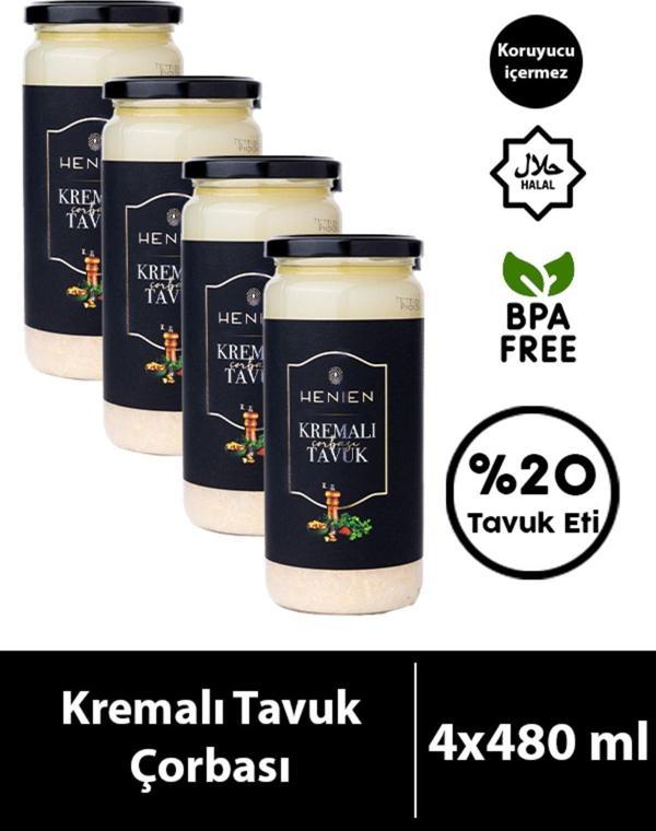 Henıen 4 Adet Hazır Kremalı Tavuk Çorbası 480 Ml X 4 - Henıen Gurme Lezzetler Serisi - Image 1