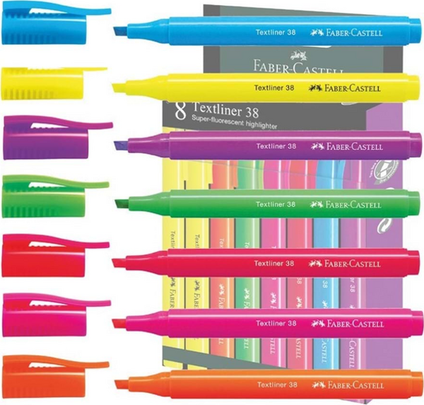 FABER-CASTELL FOSFORLU KALEM 38 NEON 8 RENK (157778) - Image 1