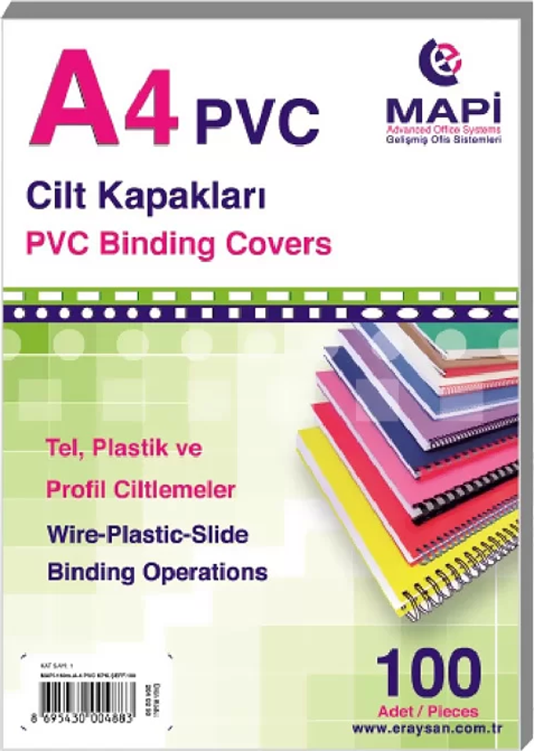 MAPİ PVC CİLT KAPAĞI A4 160mic GRİ 100LÜ - Image 1
