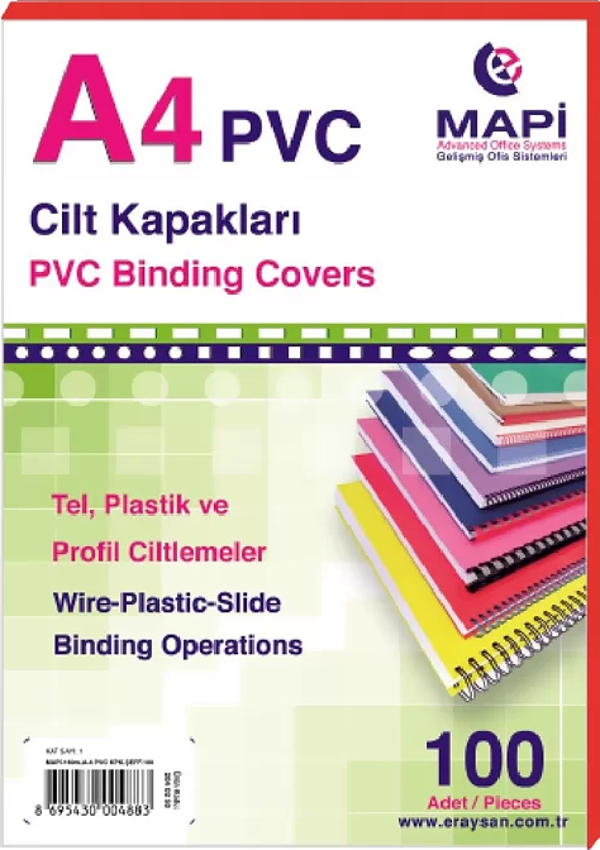 MAPİ PVC CİLT KAPAĞI A4 160mic KIRMIZI 100LÜ - Image 1