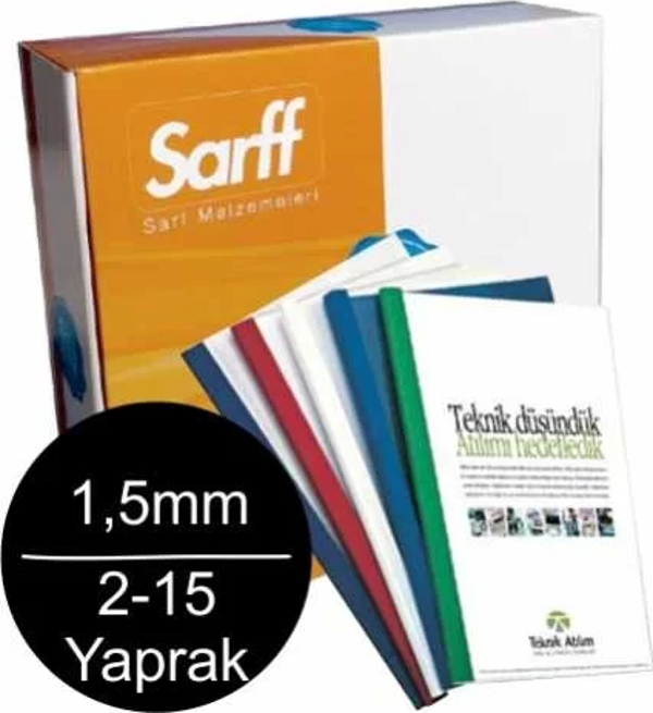 Sarff 1,5mm Isısal Cilt Kapağı 2-15 Yaprak Kapasiteli (100 lü Paket) - Image 1