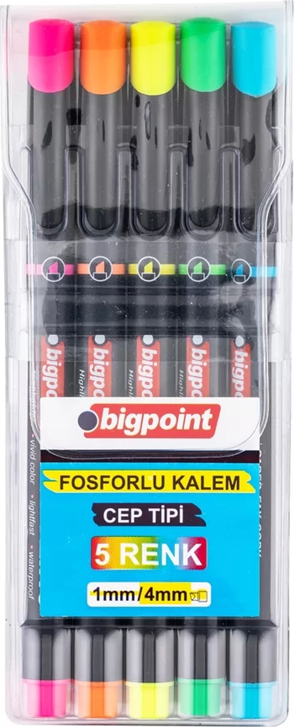 Bigpoint Fosforlu Kalem Cep Tipi 5'li Set - Image 1