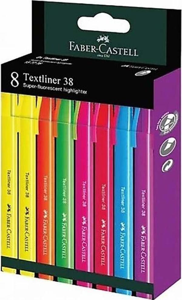 Faber Castell Fosforlu Kalem 38 Neon 8’li 2022 - Image 1
