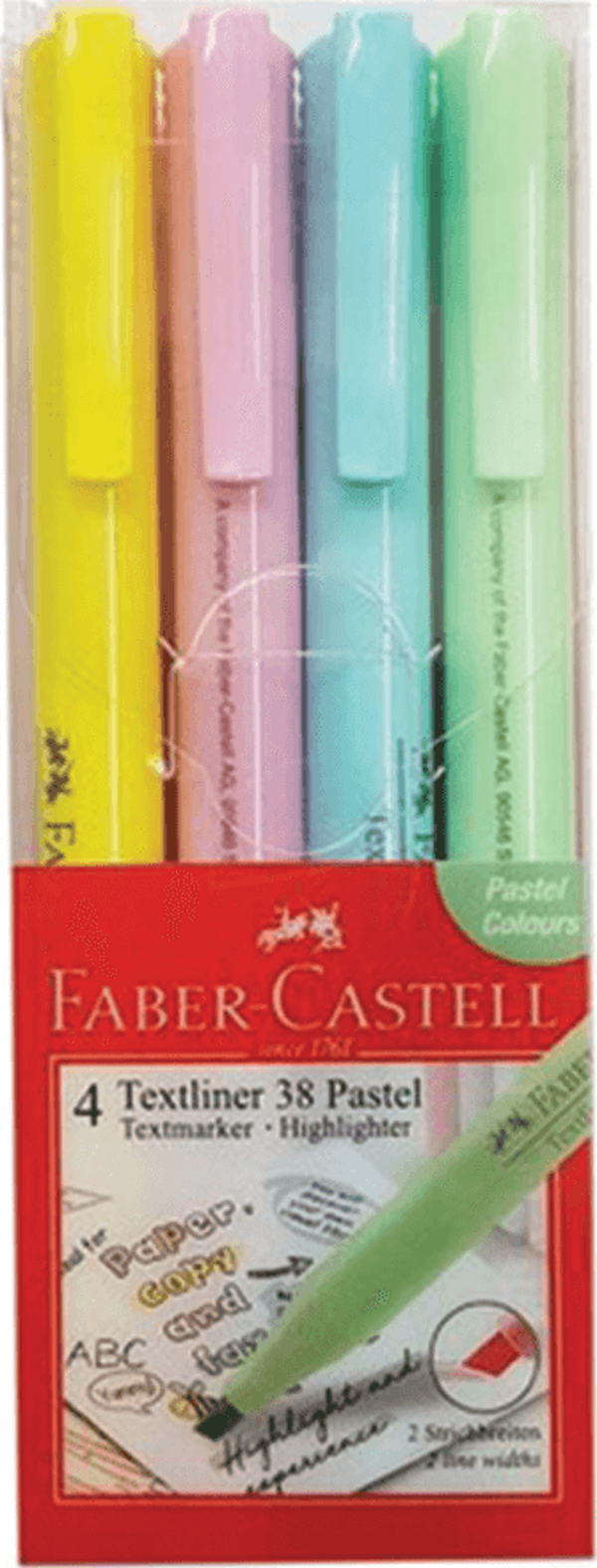 Faber Castell Fosforlu kalem 38 Pastel 4lü Poşet - Image 1