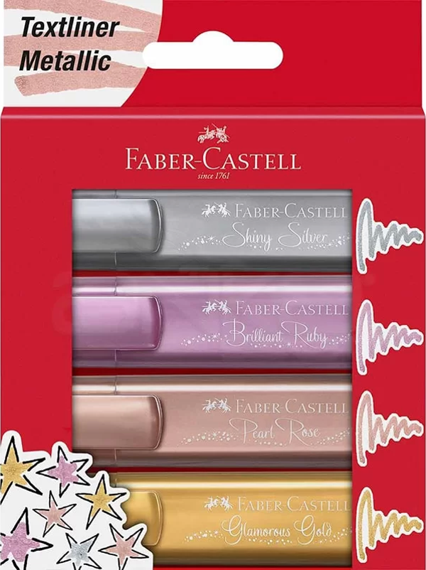 Faber Castell Fosforlu Kalem Metalik Tonlar 4lü 154640 - Image 1