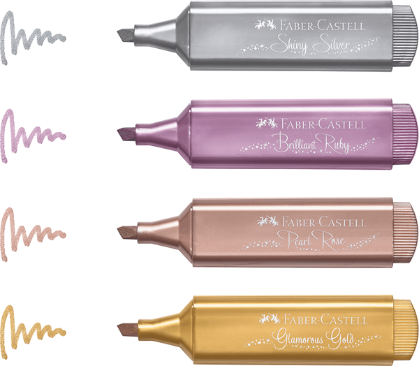 Faber Castell Metalik Renk Fosforlu Kalem 4 lü Paket 154640 - Image 1