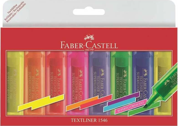Faber Castell Poşetli Şeffaf Gövde Fosforlu Kalem 6+2 - Image 1