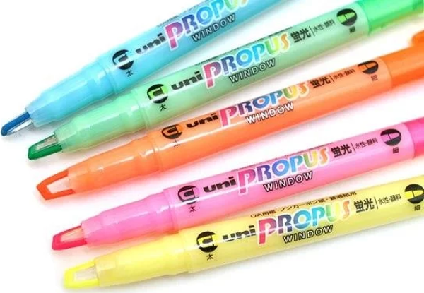 Uni Ball Propus Çift Uçlu Cep Tipi Fosforlu Kalem (5 li Paket) - Image 1