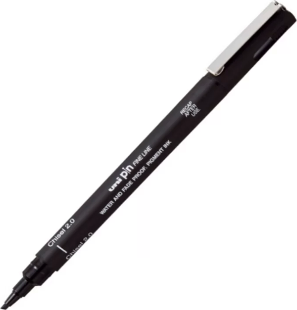 Uni Pin Kesik Uçlu Kaligrafi Kalemi Siyah 2.0mm - Image 1