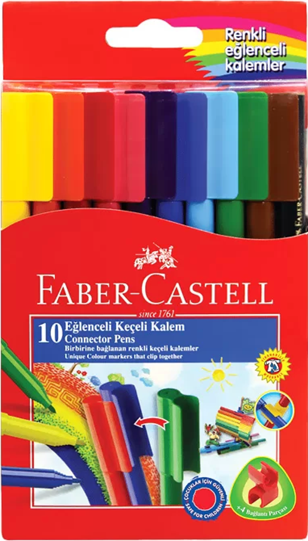 FABER-CASTELL EĞLENCELİ KEÇELİ KALEM 10 RENK (111500) - Image 1