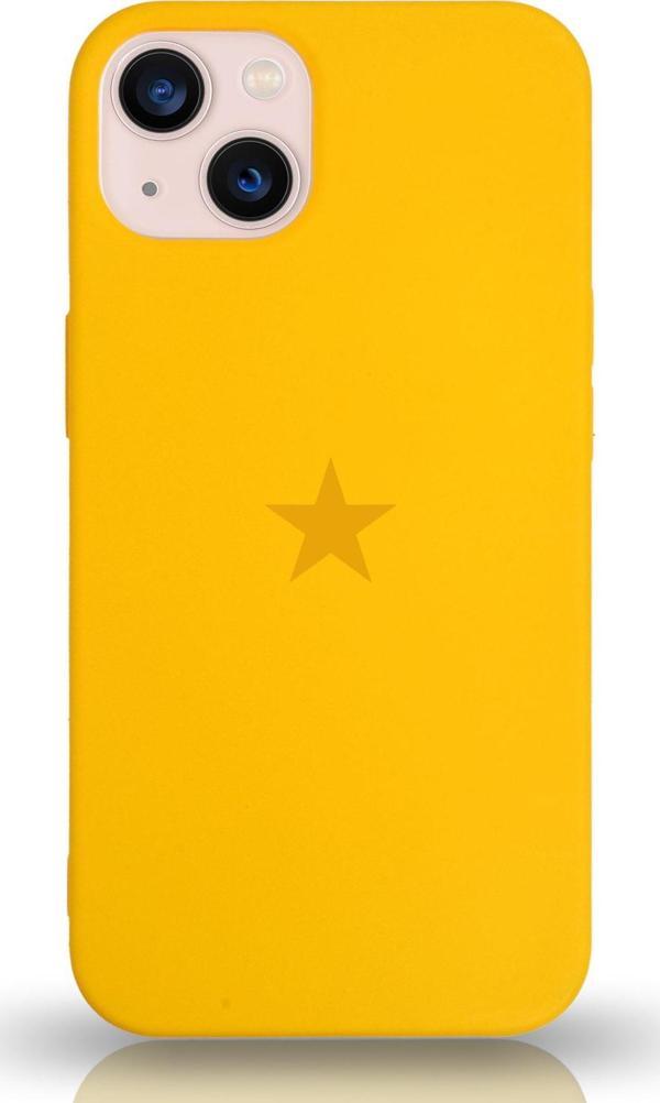 Kılıfmania Apple iPhone 13 Mini Kapak Yıldız Logolu İçi Kadife Lansman Silikon Kılıf - Sarı - Image 1