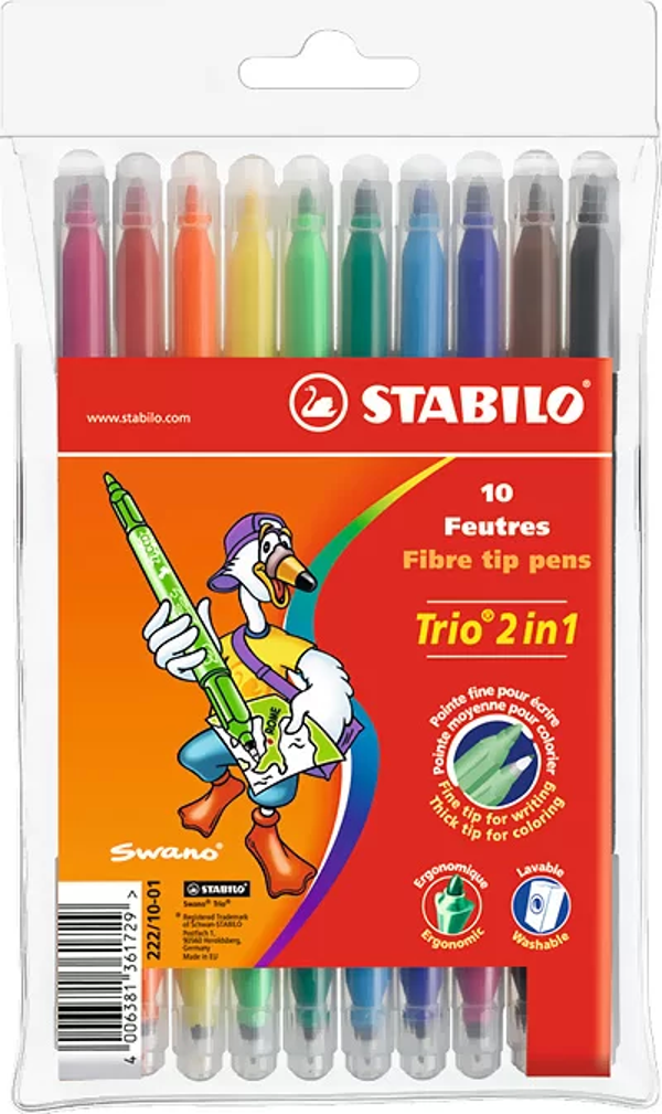 STABİLO 222 TRİO 2İN1 ÇİFT UÇLU KEÇELİ KALEM 10 RENK - Image 1