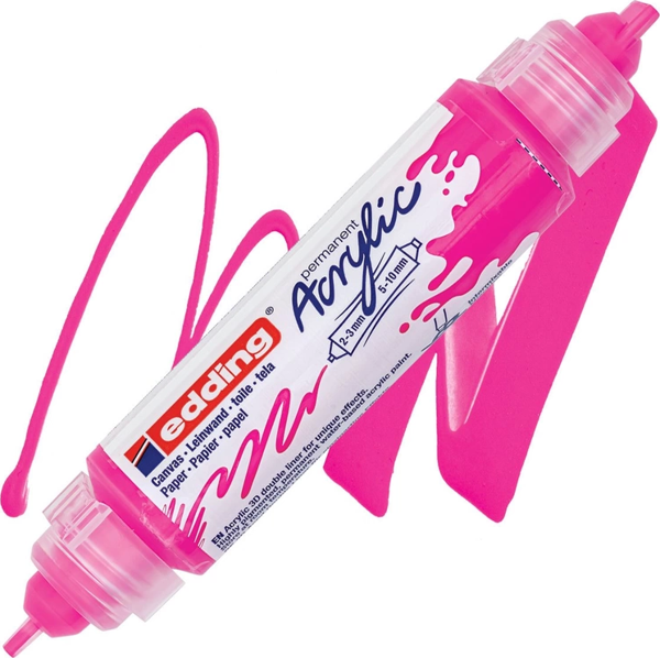 EDDİNG ED5400069 3D DOUBLE LİNER ÇİFT UÇLU AKRİLİK MARKÖR FOSFORLU PEMBE - Image 1