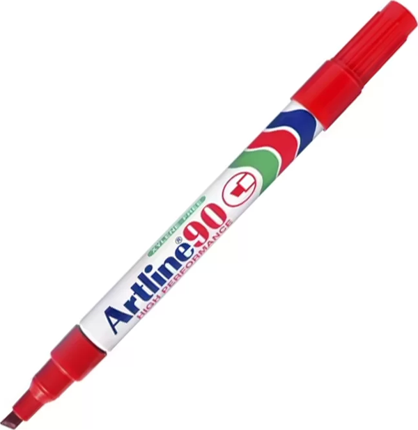 ARTLİNE EK-90 PERMANENT MARKÖR KOLİ KALEMİ KESİK UÇ KIRMIZI - Image 1