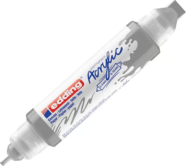 EDDİNG ED5400923 3D DOUBLE LİNER ÇİFT UÇLU AKRİLİK MARKÖR GÜMÜŞ - Image 1