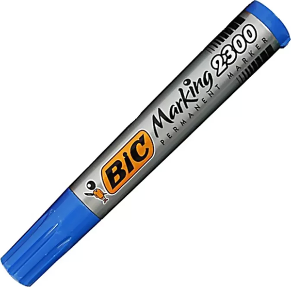 BİC 2300 PERMANENT MARKÖR KOLİ KALEMİ KESİK UÇ MAVİ (8209253) - Image 1