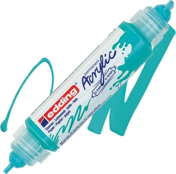 EDDİNG ED5400934 3D DOUBLE LİNER ÇİFT UÇLU AKRİLİK MARKÖR PARLAK TURKUAZ - Image 1