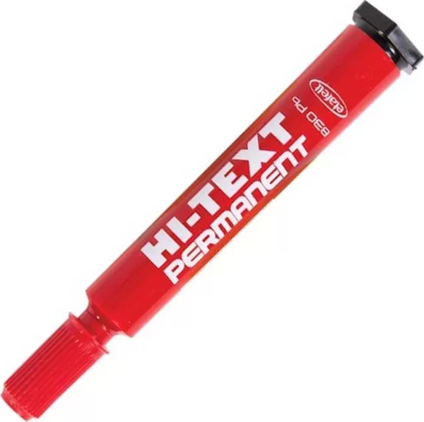 Hİ-TEXT 830PBK PERMANENT MARKÖR KOLİ KALEMİ YUVARLAK UÇ KIRMIZI - Image 1