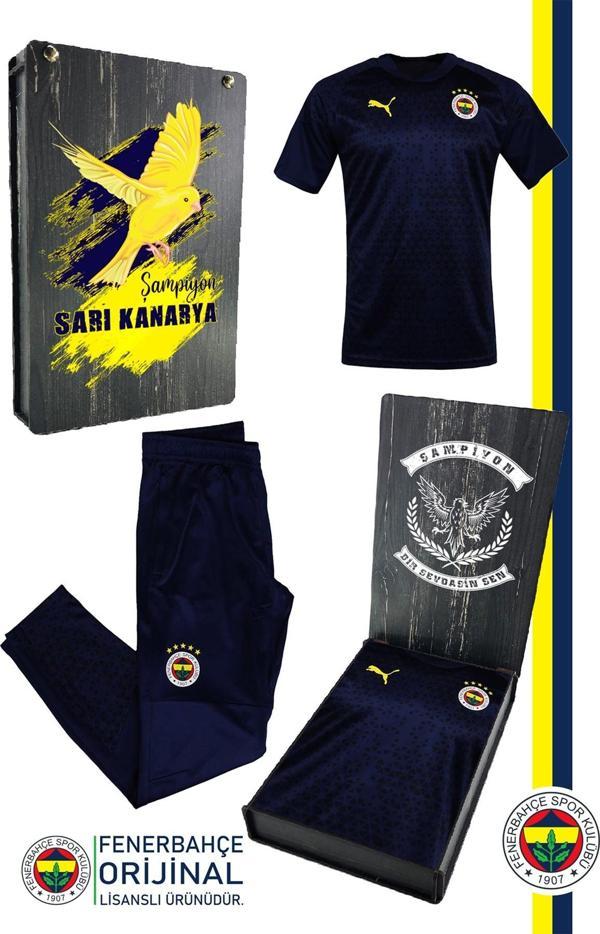 Fenerbahçe Orijinal A Takım Futbolcu Lacivert Antrenman Çocuk T-Shirt + Eşofman Alt Set Kutulu - Image 1