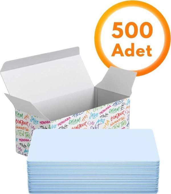 Copyder Baskısız Pastel Mavi Kelime Kartları 500 Adet - Ezber, Not Almak İçin Çok Amaçlı, Kutulu Not Kartlar - Image 1