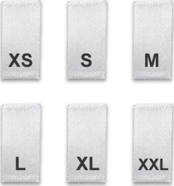 Copyder Saten Beden Etiketi Xs, S, M, L, Xl, Xxl 2X1Cm'Dir 100'Er Adet Toplam 600 Adettir. - Image 1