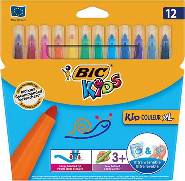 BİC KİDS COULEUR YIKANABİLİR XL KEÇELİ KALEM 12 RENK (8289661) - Image 1