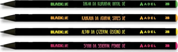 ADEL BLACKLİNE MOTTO KURŞUN KALEM 2B 4LÜ (2061000003000) - Image 1