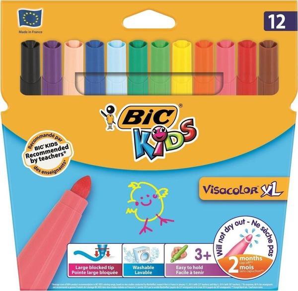 Bic Kids Visacolor XL Jumbo Yıkanabilir Keçeli Boya Kalemi 12 Renk 829007 - Image 1