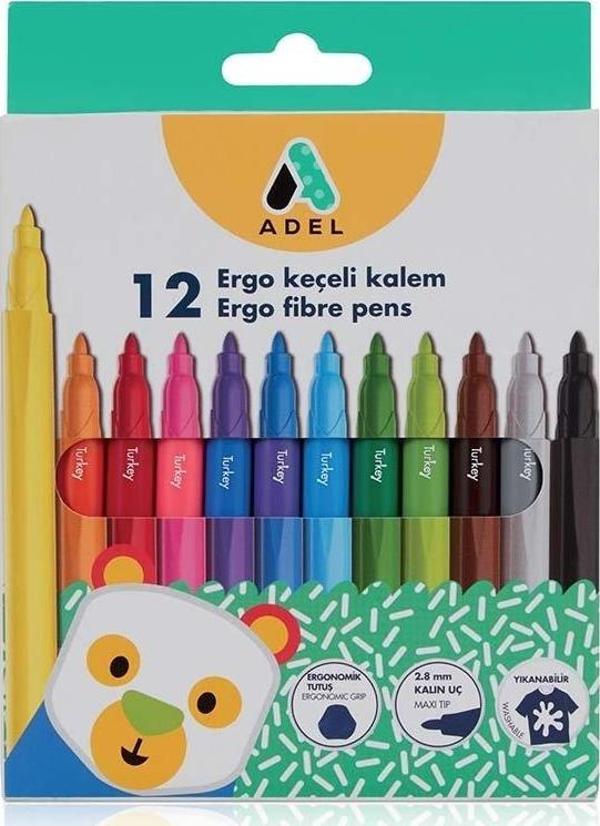 Adel Keçeli Kalem 12 Renk Ergo 2220225000 - Image 1