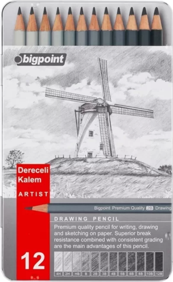 Bigpoint Bp947 Dereceli Kurşun Kalem 12'li Metal Kutu - Image 1