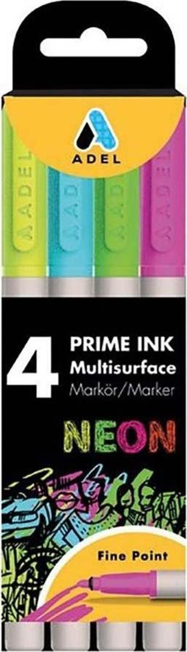 Adel Prime Ink Multisurface 4’Lü Marker Neon - Image 1