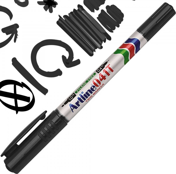 ARTLİNE EK-041T İKİ UÇLU PERMANENT MARKÖR SİYAH - Image 1