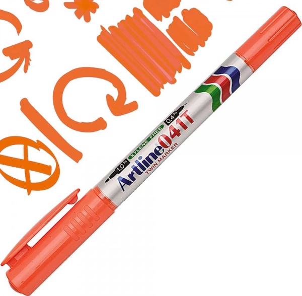 ARTLİNE EK-041T İKİ UÇLU PERMANENT MARKÖR TURUNCU - Image 1