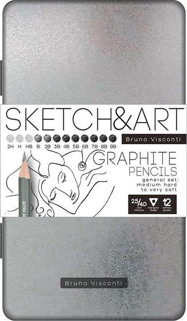 Bruno Visconti Sketch&Art Kurşun Kalem Seti 12li 2H-9B No:21-0009 - Image 1