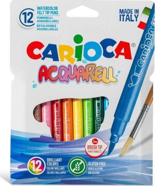 CARİOCA 42747 ACQUARELL FIRÇA UÇLU KEÇELİ KALEM 12 RENK - Image 1