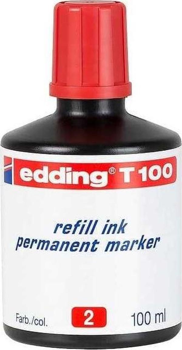 Edding T100 Permanent Markör Yedek Mürekkep 100 ml Kırmızı - Image 1