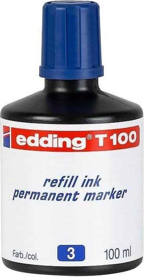 Edding T100 Permanent Markör Yedek Mürekkep 100 ml Mavi - Image 1